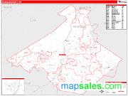 Nicholas County, WV <br /> Wall Map <br /> Zip Code <br /> Red Line Style 2025 Map