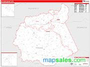 Ritchie County, WV <br /> Wall Map <br /> Zip Code <br /> Red Line Style 2025 Map