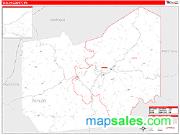 Taylor County, WV <br /> Wall Map <br /> Zip Code <br /> Red Line Style 2025 Map