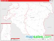 Wetzel County, WV <br /> Wall Map <br /> Zip Code <br /> Red Line Style 2025 Map