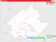 Wirt County, WV <br /> Wall Map <br /> Zip Code <br /> Red Line Style 2025 Map