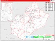 Wood County, WV <br /> Wall Map <br /> Zip Code <br /> Red Line Style 2025 Map