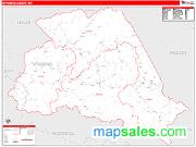 Wyoming County, WV <br /> Wall Map <br /> Zip Code <br /> Red Line Style 2025 Map