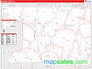 Columbia County, WI <br /> Wall Map <br /> Zip Code <br /> Red Line Style 2025 Map