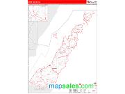Door County, WI <br /> Wall Map <br /> Zip Code <br /> Red Line Style 2025 Map