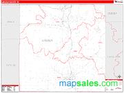 Lincoln County, WI <br /> Wall Map <br /> Zip Code <br /> Red Line Style 2025 Map