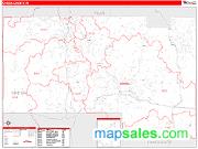 Oneida County, WI <br /> Wall Map <br /> Zip Code <br /> Red Line Style 2025 Map