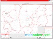 Rusk County, WI <br /> Wall Map <br /> Zip Code <br /> Red Line Style 2025 Map