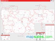 Vernon County, WI <br /> Wall Map <br /> Zip Code <br /> Red Line Style 2025 Map