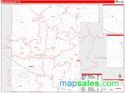 Waupaca County, WI <br /> Wall Map <br /> Zip Code <br /> Red Line Style 2025 Map