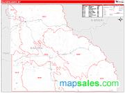 Big Horn County, WY <br /> Wall Map <br /> Zip Code <br /> Red Line Style 2025 Map