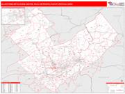 Allentown-Bethlehem-Easton <br /> Wall Map <br /> Red Line Style 2025 Map