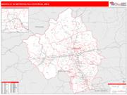 Asheville <br /> Wall Map <br /> Red Line Style 2025 Map