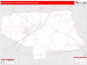 Auburn-Opelika <br /> Wall Map <br /> Red Line Style 2025 Map
