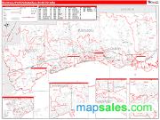 Biloxi-Gulfport-Pascagoula <br /> Wall Map <br /> Red Line Style 2025 Map