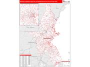 Boston-Cambridge-Newton <br /> Wall Map <br /> Red Line Style 2025 Map