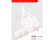 Bridgeport-Stamford-Norwalk <br /> Wall Map <br /> Red Line Style 2025 Map