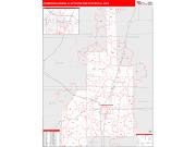 Champaign-Urbana <br /> Wall Map <br /> Red Line Style 2025 Map
