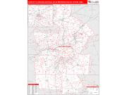 Charlotte-Concord-Gastonia <br /> Wall Map <br /> Red Line Style 2025 Map