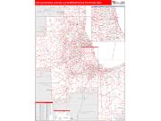 Chicago-Naperville-Elgin <br /> Wall Map <br /> Red Line Style 2025 Map