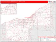 Cleveland-Elyria <br /> Wall Map <br /> Red Line Style 2025 Map
