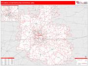 Columbus <br /> Wall Map <br /> Red Line Style 2025 Map