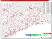 Danbury <br /> Wall Map <br /> Red Line Style 2025 Map
