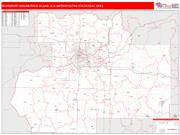 Davenport-Moline-Rock Island <br /> Wall Map <br /> Red Line Style 2025 Map