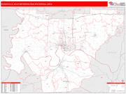 Evansville <br /> Wall Map <br /> Red Line Style 2025 Map