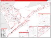 Galveston-Texas City <br /> Wall Map <br /> Red Line Style 2025 Map