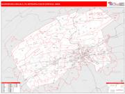 Harrisburg-Carlisle <br /> Wall Map <br /> Red Line Style 2025 Map