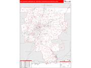 Hartford-West Hartford-East Hartford <br /> Wall Map <br /> Red Line Style 2025 Map