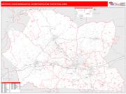 Hickory-Lenoir-Morganton <br /> Wall Map <br /> Red Line Style 2025 Map