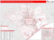 Houston-The Woodlands-Sugar Land <br /> Wall Map <br /> Red Line Style 2025 Map