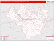 Huntington-Ashland <br /> Wall Map <br /> Red Line Style 2025 Map