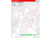 Jersey City <br /> Wall Map <br /> Red Line Style 2025 Map