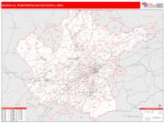 Knoxville <br /> Wall Map <br /> Red Line Style 2025 Map