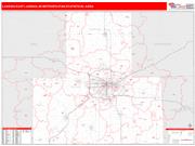 Lansing-East Lansing <br /> Wall Map <br /> Red Line Style 2025 Map