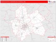 Lexington-Fayette <br /> Wall Map <br /> Red Line Style 2025 Map