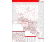 Los Angeles-Long Beach-Anaheim <br /> Wall Map <br /> Red Line Style 2025 Map