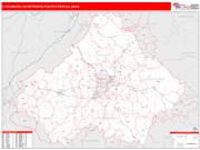 Lynchburg <br /> Wall Map <br /> Red Line Style 2025 Map