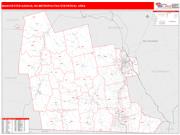 Manchester-Nashua <br /> Wall Map <br /> Red Line Style 2024 Map