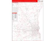 Milwaukee-Waukesha-West Allis <br /> Wall Map <br /> Red Line Style 2025 Map