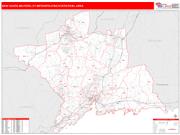 New Haven-Milford <br /> Wall Map <br /> Red Line Style 2025 Map