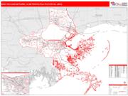 New Orleans-Metairie <br /> Wall Map <br /> Red Line Style 2025 Map