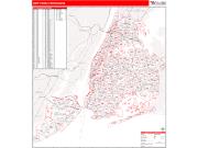 New York 5 Boroughs <br /> Wall Map <br /> Red Line Style 2025 Map