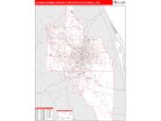Orlando-Kissimmee-Sanford <br /> Wall Map <br /> Red Line Style 2025 Map
