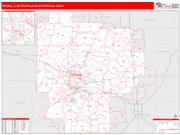 Peoria <br /> Wall Map <br /> Red Line Style 2025 Map