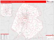 Austin-Round Rock <br /> Wall Map <br /> Red Line Style 2025 Map