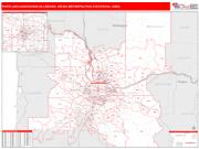 Portland-Vancouver-Hillsboro <br /> Wall Map <br /> Red Line Style 2025 Map